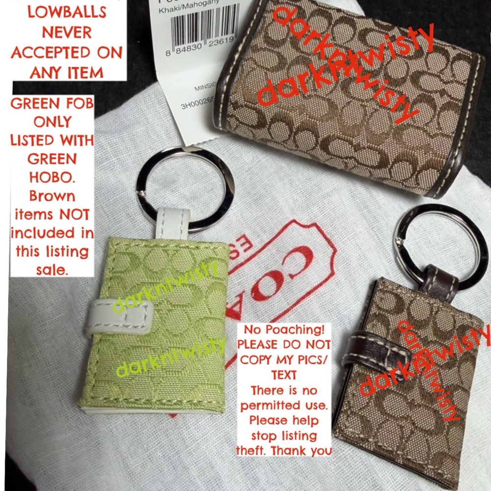 Coach SoHo Green Leather Hobo, loose tags Green pic frame key fob NEW - Picture 12 of 16